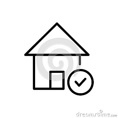 House with check mark icon. Accept house outline symbol. Vector Illustration